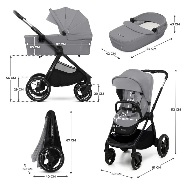 Καρότσι μωρού KinderKraft 2in1 NEA 2.0 PLATINIUM GRAY
