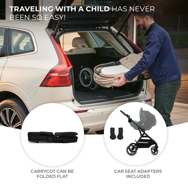 Παιδικό καρότσι Kinderkraft YOXI 3 σε 1 PURE BLACK
