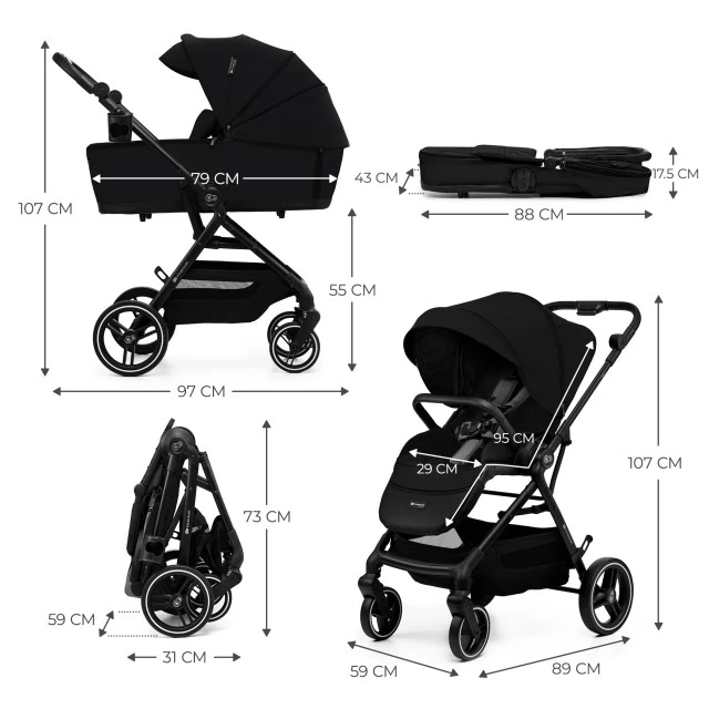 Παιδικό καρότσι Kinderkraft YOXI 3 σε 1 PURE BLACK