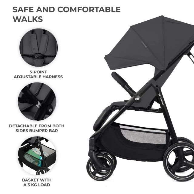 Καρότσι μωρού Kinderkraft TRIG 3 GLANITE GREY