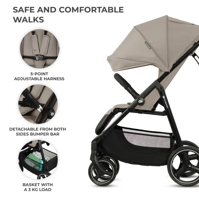 Καρότσι μωρού Kinderkraft TRIG 3 STONE BEIGE