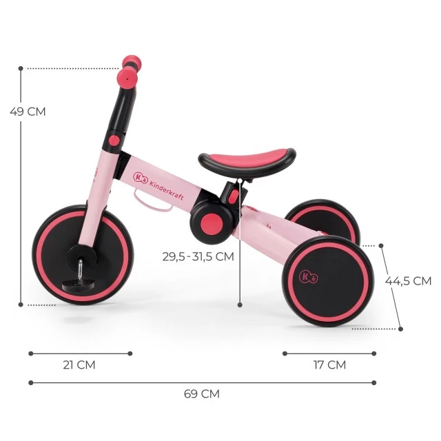 Τρίκυκλο Kinderkraft 3 σε 1 4TRIKE ροζ