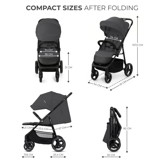 Καρότσι μωρού Kinderkraft TRIG 3 GLANITE GREY