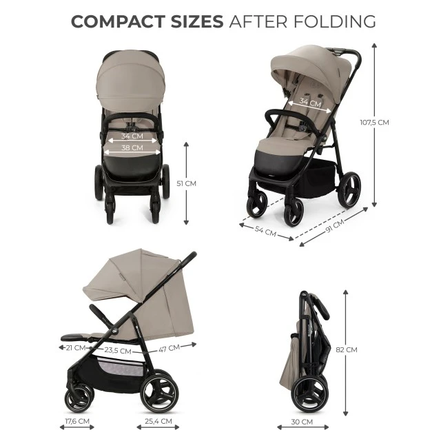 Καρότσι μωρού Kinderkraft TRIG 3 STONE BEIGE