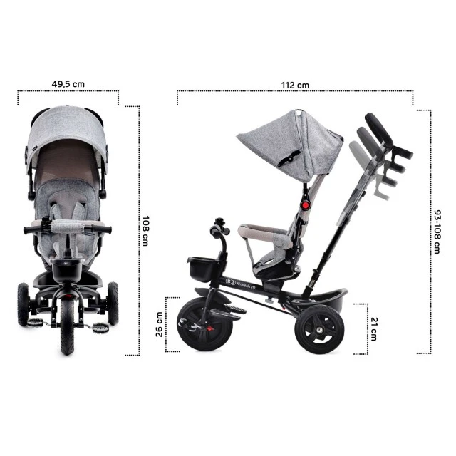 KinderKraft AVEO LIGHT GREY τρίκυκλο KRAVEO00LGR0000