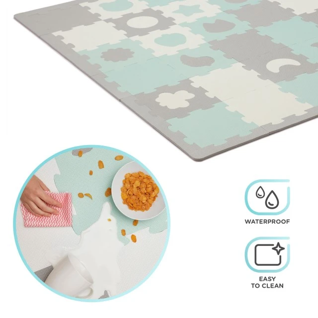 KinderKraft LUNO SHAPES μαλακό παζλ μέντα KPLUSHMIN
