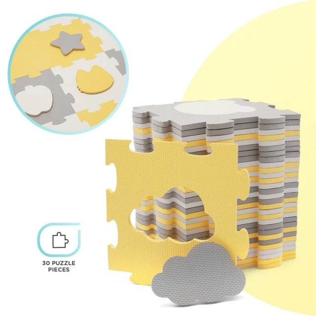 KinderKraft LUNO SHAPES μαλακό παζλ κίτρινο KPLUSH00YEL