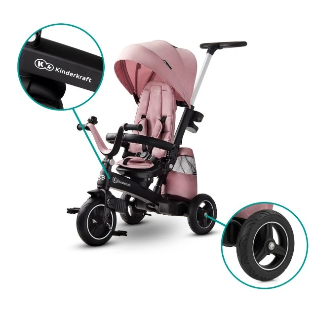 KinderKraft EASYTWIST ροζ τρίκυκλο KKRETWIPNK