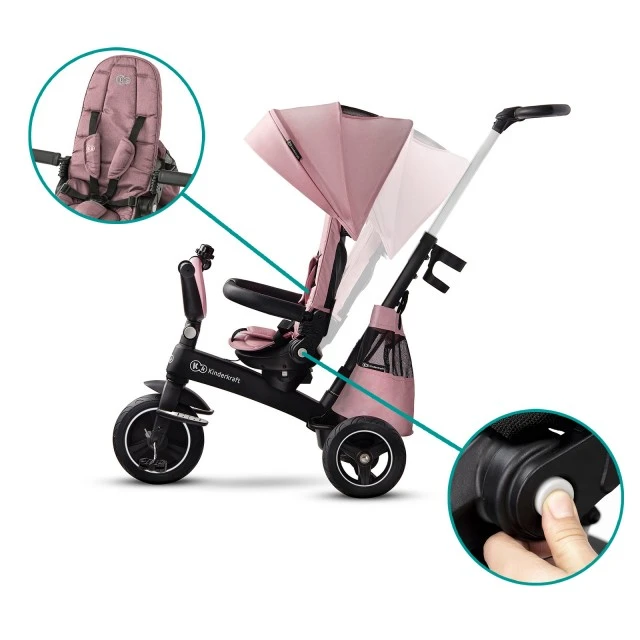 KinderKraft EASYTWIST ροζ τρίκυκλο KKRETWIPNK