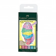 Faber-Castell μαρκαδόροι-πινέλο Pitt Artist Pen B, 6 παστέλ χρώματα