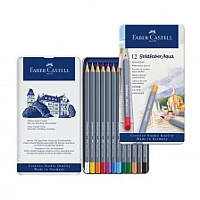 Faber-Castell ακουαρέλα μολύβια Goldfaber Aqua, 12 χρώματα, μεταλλική κασετίνα