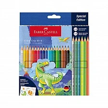 Faber-Castell χρωματιστά μολύβια Grip 2001 - Δεινόσαυρος, 18 στάνταρ, 3 νέον και 3 μεταλλικά χρώματα