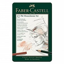 Σετ μολύβι Faber-Castell Pitt Μονόχρωμο, 12 τεμαχίων σε μεταλλικό κουτί