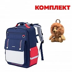 Σακίδιο πλάτης Kingsons Ergo Junior, σχολικό, μπλε, με μπρελόκ Kingsons Leo