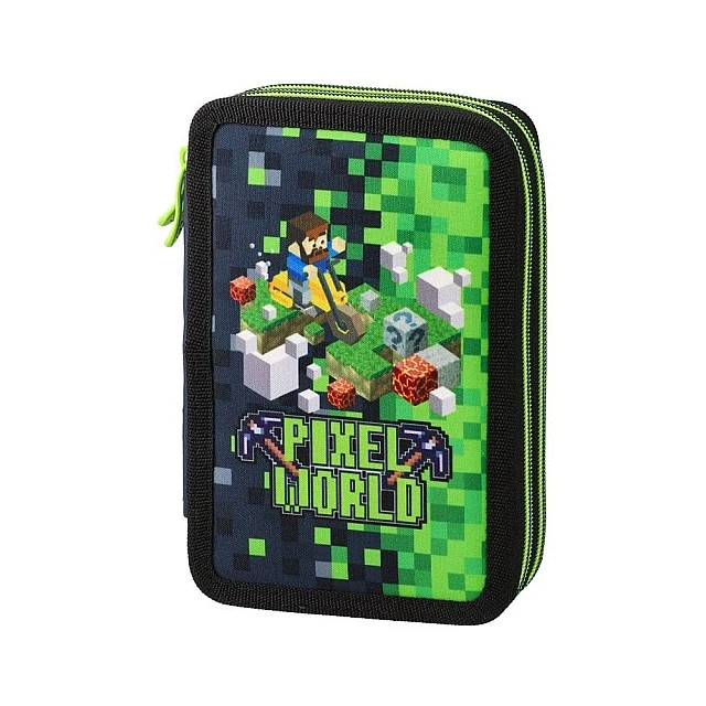 Τσάντα τουαλέτας Statovac Double Decker - Pixel, με δύο φερμουάρ, πλήρης