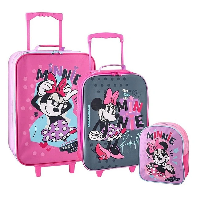 Σετ δύο βαλίτσες και ένα σακίδιο πλάτης Best TB12, Minnie Mouse, πολυεστέρας