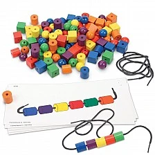Πόροι εκμάθησης String Beads, Wooden, 108 Count, με 20 ενεργές κάρτες που περιλαμβάνονται