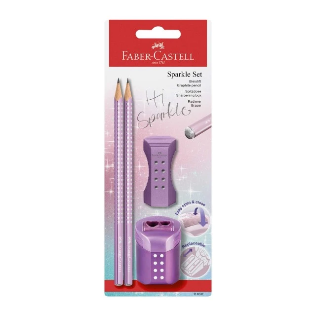 Μολύβι Faber-Castell Sparkle Cosmic, 2 τεμαχίων, με γόμα και ξύστρα