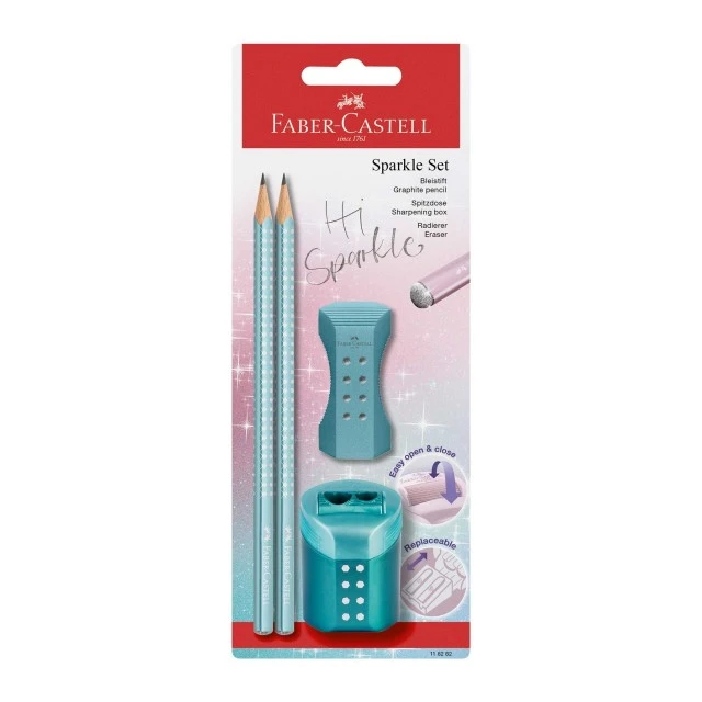 Μολύβι Faber-Castell Sparkle Cosmic, 2 τεμαχίων, με γόμα και ξύστρα