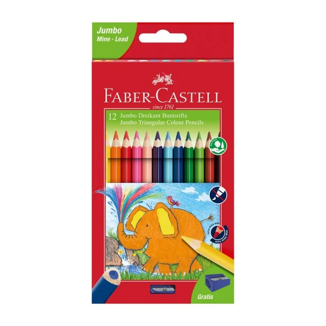Μολύβια Faber-Castell Triangular Jumbo, 12 χρωμάτων