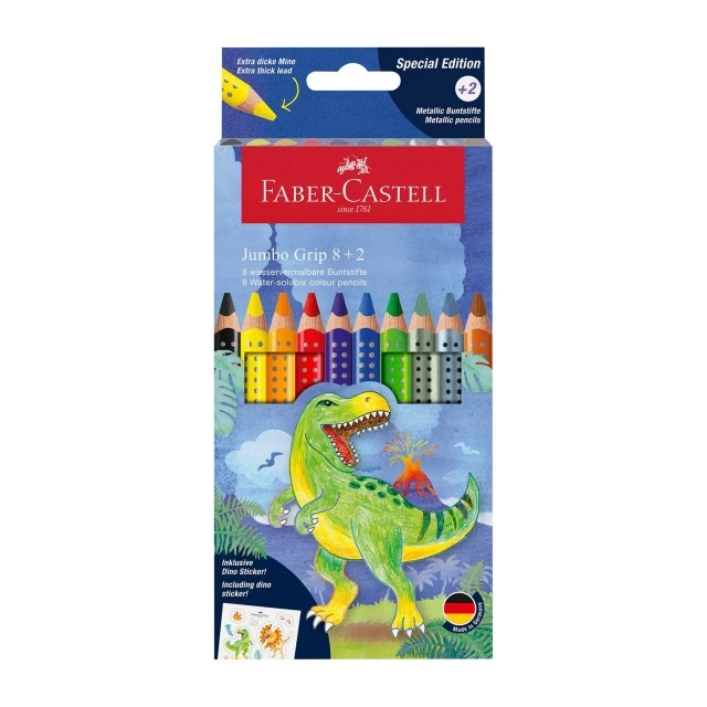 Faber-Castell χρωματιστά μολύβια Grip 2001 - Δεινόσαυρος, 8+2 χρώματα