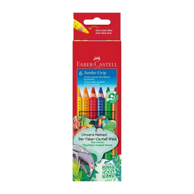 Χρωματιστά μολύβια Faber-Castell Jumbo Grip, 6 χρωμάτων