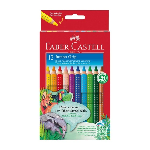 Faber-Castell χρωματιστά μολύβια Jumbo Grip, 12 χρώματα
