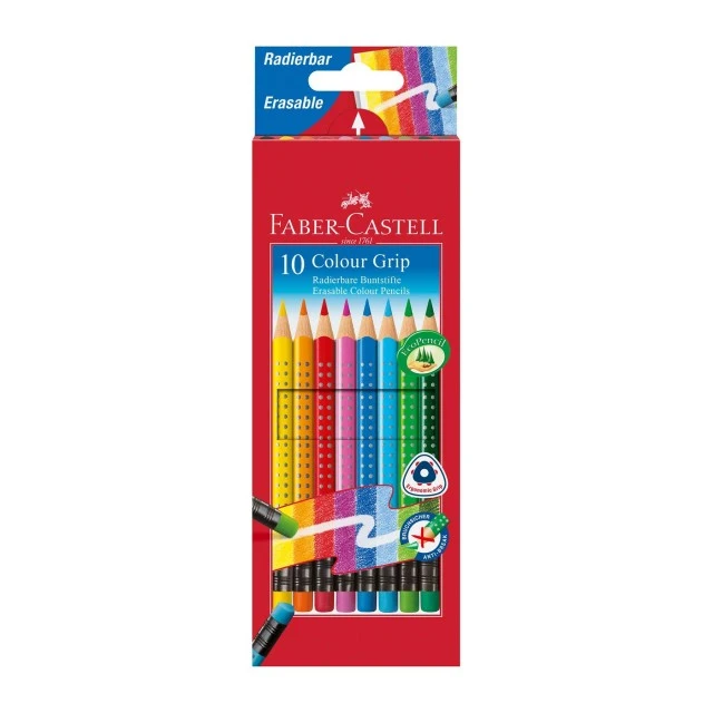 Faber-Castell μολύβια Grip 2001, σβήσιμα, 10 χρώματα
