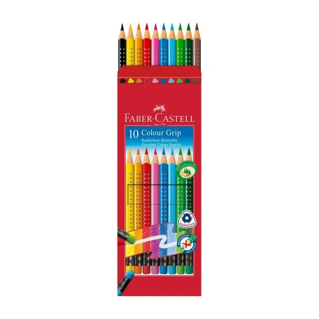 Faber-Castell μολύβια Grip 2001, σβήσιμα, 10 χρώματα