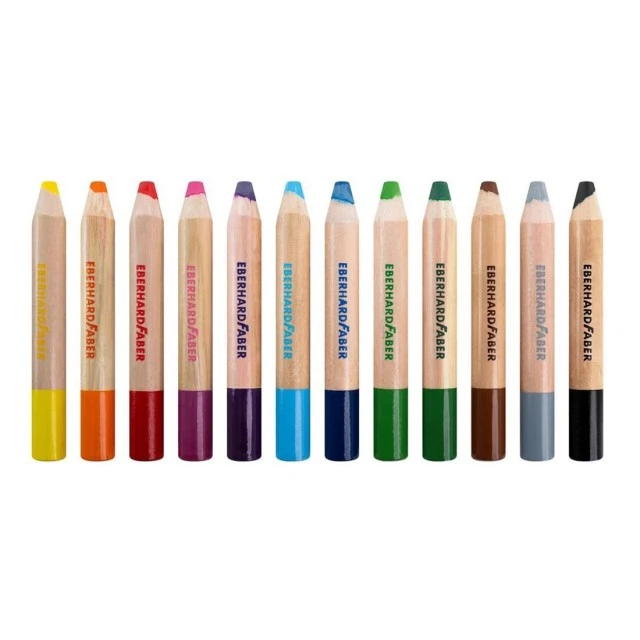 Χρωματιστά μολύβια Eberhard Faber Mini - Maxi, 3 σε 1, Jumbo, 12 χρώματα