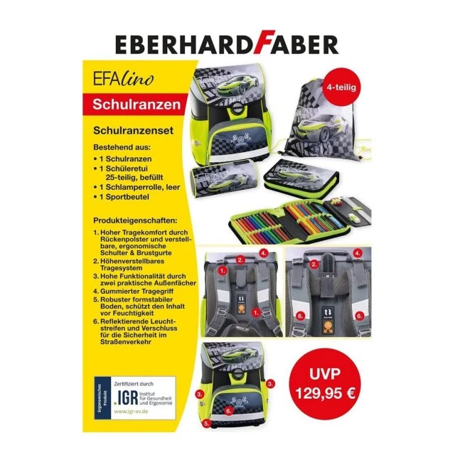 Σακίδιο πλάτης Eberhard Faber για αγωνιστικά αυτοκίνητα, 4 τεμάχια