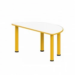 RFG Παιδικό τραπέζι, ημικυκλικό, 1200 x 600 x 540 mm, λευκό επάνω μέρος, κίτρινο μέταλλο