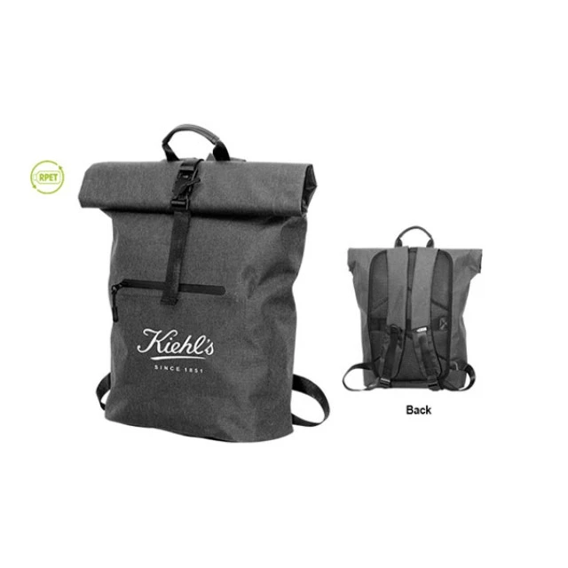 Σακίδιο πλάτης Rolltop, αδιάβροχο, με τσέπη, 300D RPET, 40 x 60 cm, μαύρο
