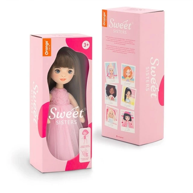 Κούκλα Sophie με ροζ φόρεμα με τριαντάφυλλα - Sweet sisters 32cm
