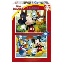Παζλ 2-σε-1 Educa Mickey Mouse Fun House, 2 x 48 κομμάτια