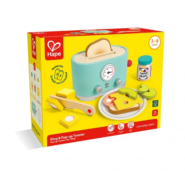 Play set, Hape, τοστιέρα με αξεσουάρ, 15 τεμάχια