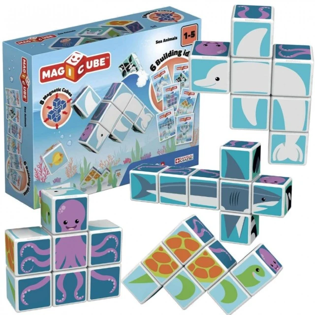 Magicube Magnetic Construction Set, Sea Animals and Cards 146, 11 Pieces