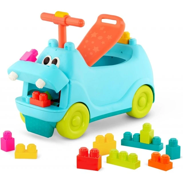 Push car με ήχο, φως και κατασκευή, Battat, Hippopotamus