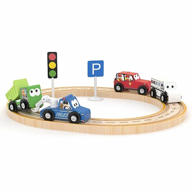 Ξύλινο σιδηροδρομικό σετ J’adore City Cars