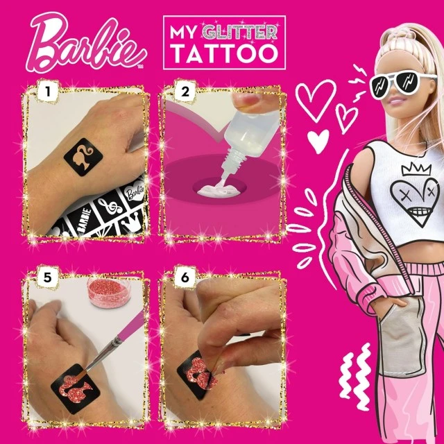 Δημιουργικό κιτ, Lisciani, Barbie, DIY τατουάζ με γκλίτερ