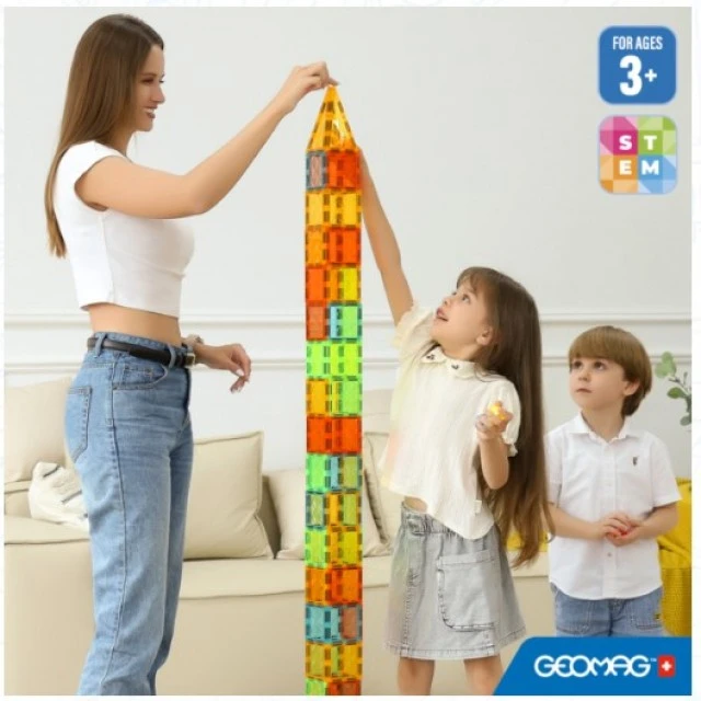 Magnetic Constructor, Geomag, Πολύχρωμα Πλακάκια, STEM, 32 Τεμάχια