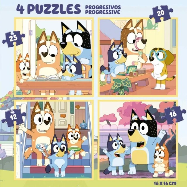 Bluey progressive παζλ σε θήκη, 12-16-20-25 τεμαχίων
