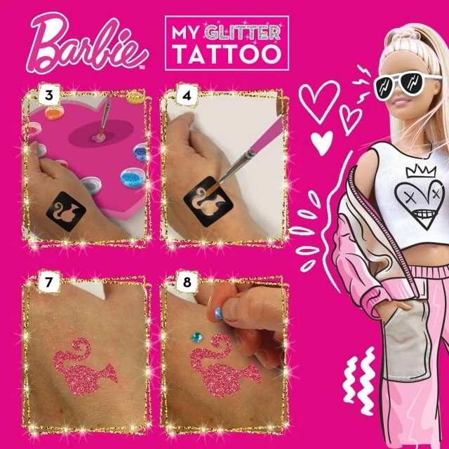 Δημιουργικό κιτ, Lisciani, Barbie, DIY τατουάζ με γκλίτερ