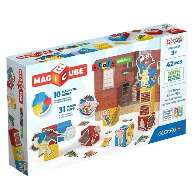Μαγνητικός κατασκευαστής Magicube, Story Building 118, Τα τρία μικρά γουρουνάκια, 42 κομμάτια