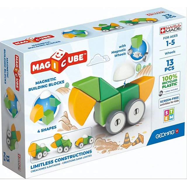 Μαγνητικός κατασκευαστής, Geomag, Magicube, 4 σχήματα και τροχοί, 13 μέρη