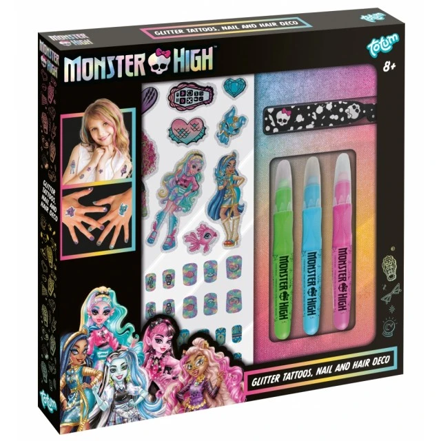 Σετ αξεσουάρ, Totum, Monster High, διακόσμηση νυχιών και μαλλιών και τατουάζ με γκλίτερ