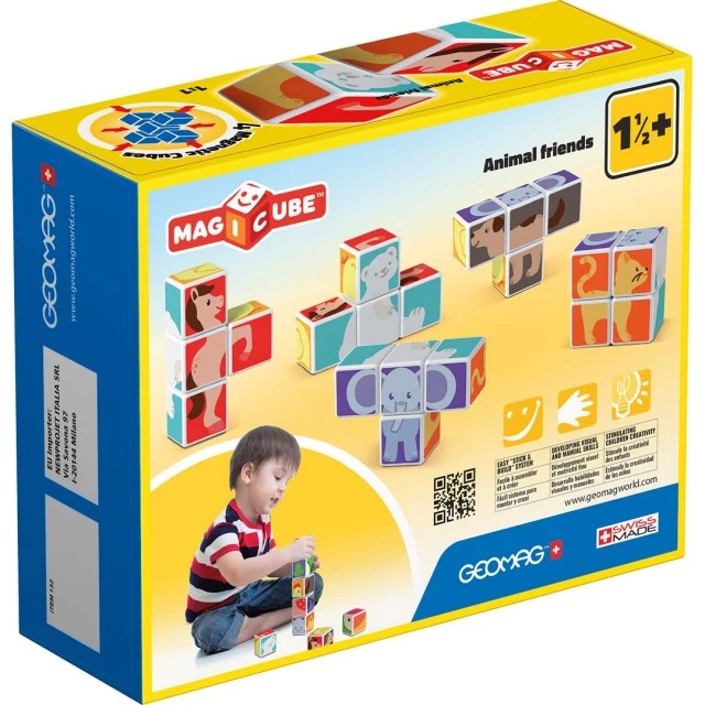 Magicube Magnetic Construction Set, Animals and Cards 132, 11 Pieces