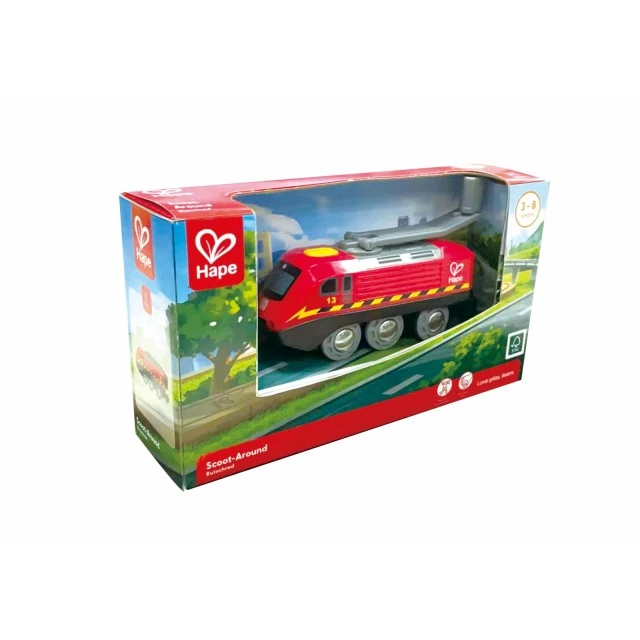 Τρένο με μανιβέλα και USB, Hape, Red