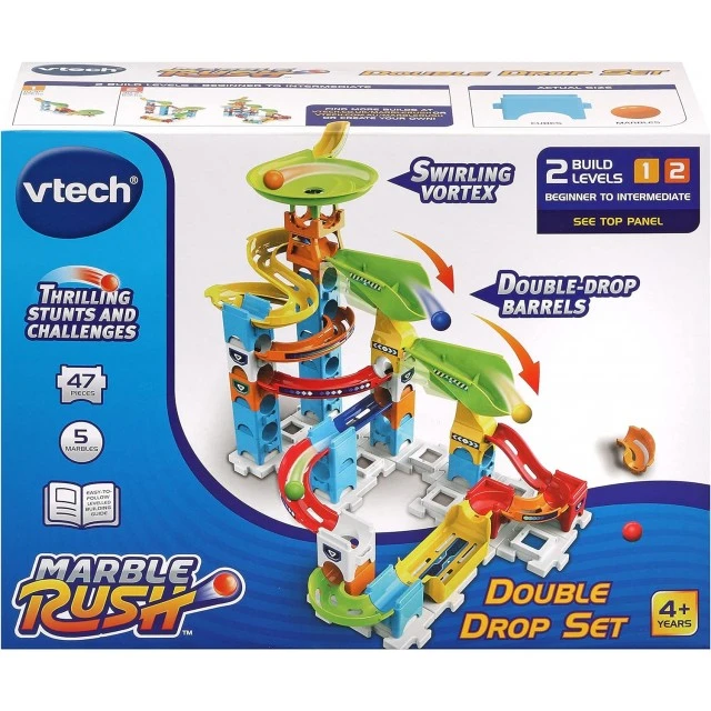 Marble Rush Playset, Double Descent Track, 47 Pieces