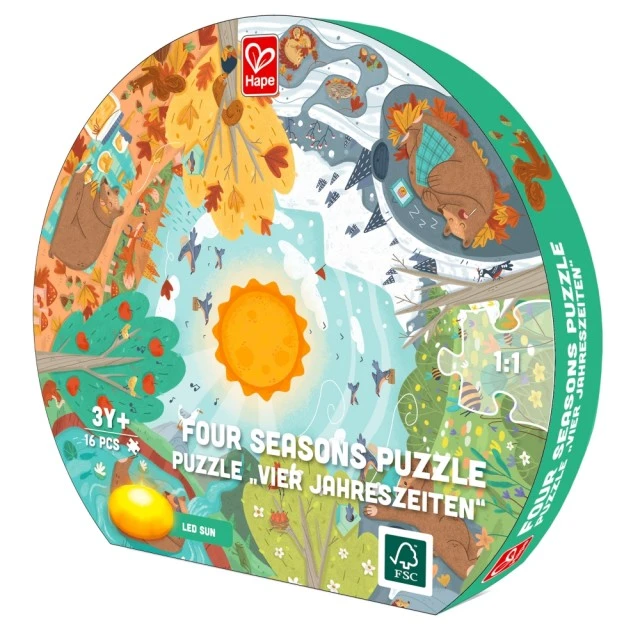 Εκπαιδευτικό παζλ δαπέδου, Hape, Four Seasons, 57,5 cm, 16 τεμάχια